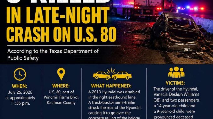 3 killed crash Kaufman County